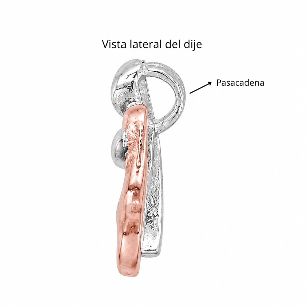 Dije Abrazo Perro, Plata .925 con Baño de Oro Rosa,Tamaño 1.5 cm