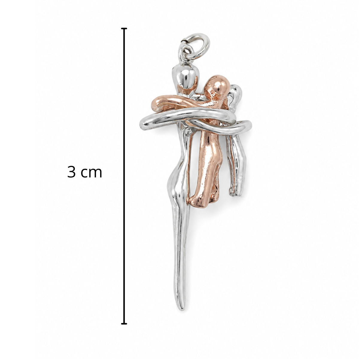 Dije Abrazo Familia de 3, Plata .925 con Baño de Oro Rosa.