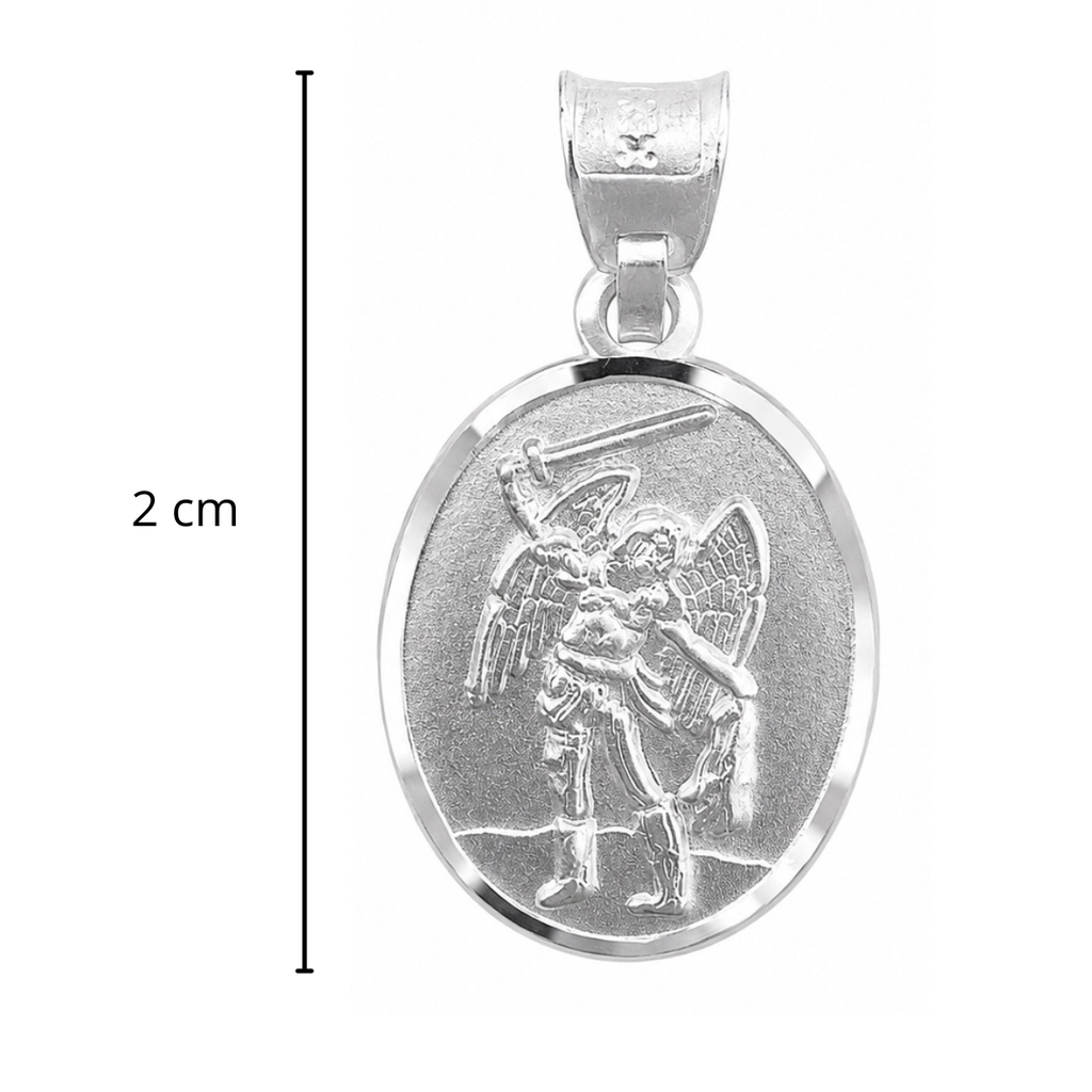 Dije Medalla Doble Vista Virgen Guadalupe y San Miguel Arcangel, Plata .925