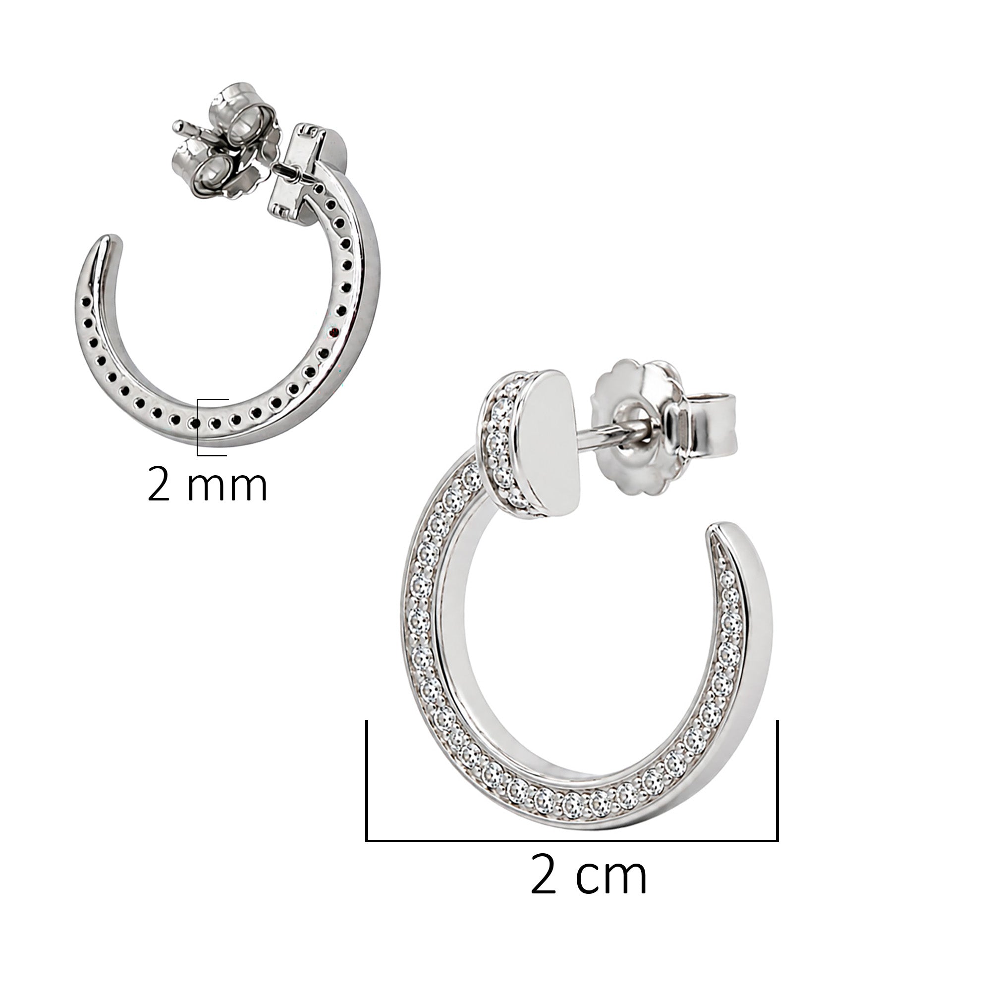 Arracada Inspirada Cartier 1:1 Clavo con Circonias, Plata .925 con Baño de Rodio
