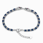 Pulsera Piedras Preciosas Jaguar con Zafiros y Circonias con Extensión, Plata .925 con Baño de Rodio