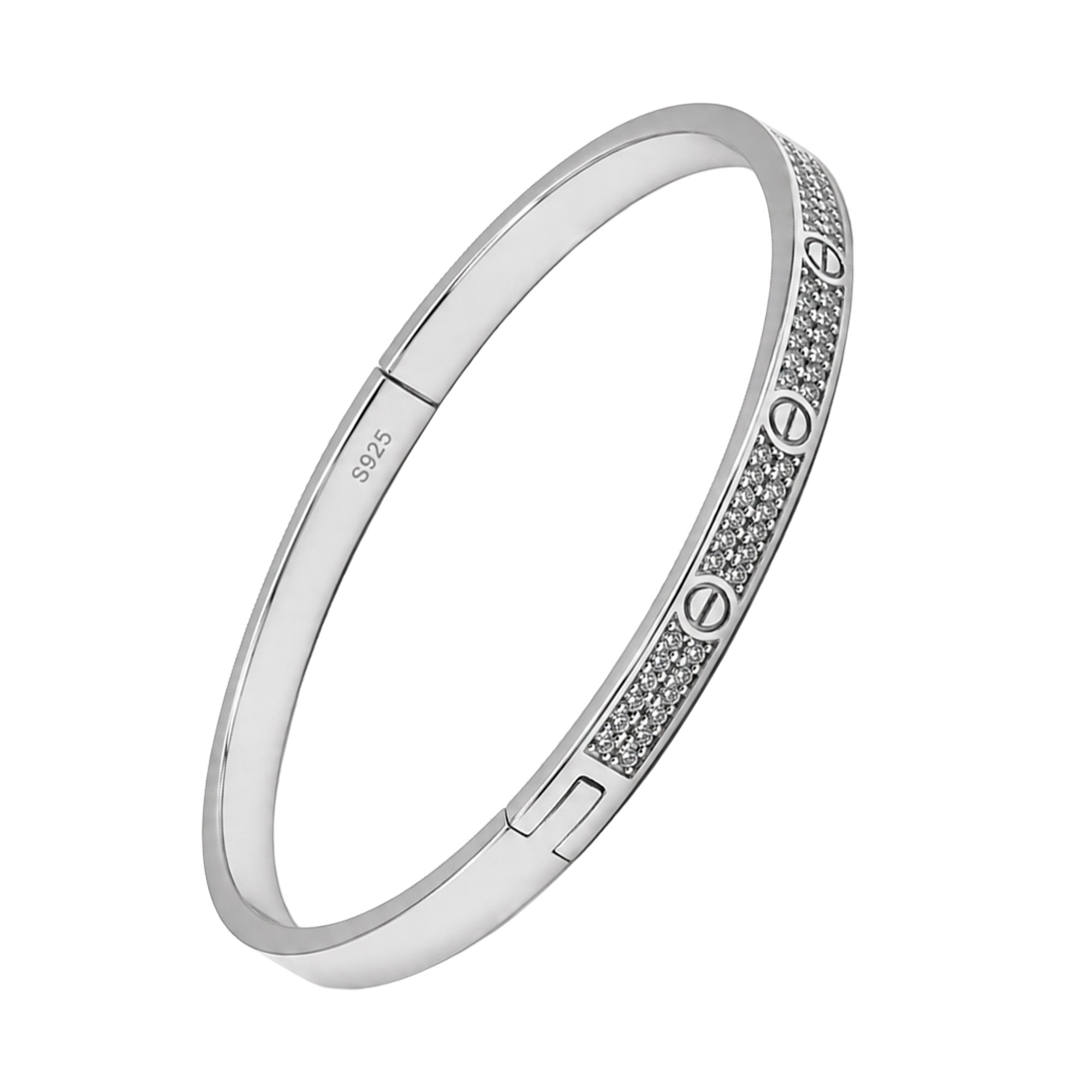 Juego Cartier1:1 Brazalete y Anillo Amor con Circonias, Plata .925 con Rodio