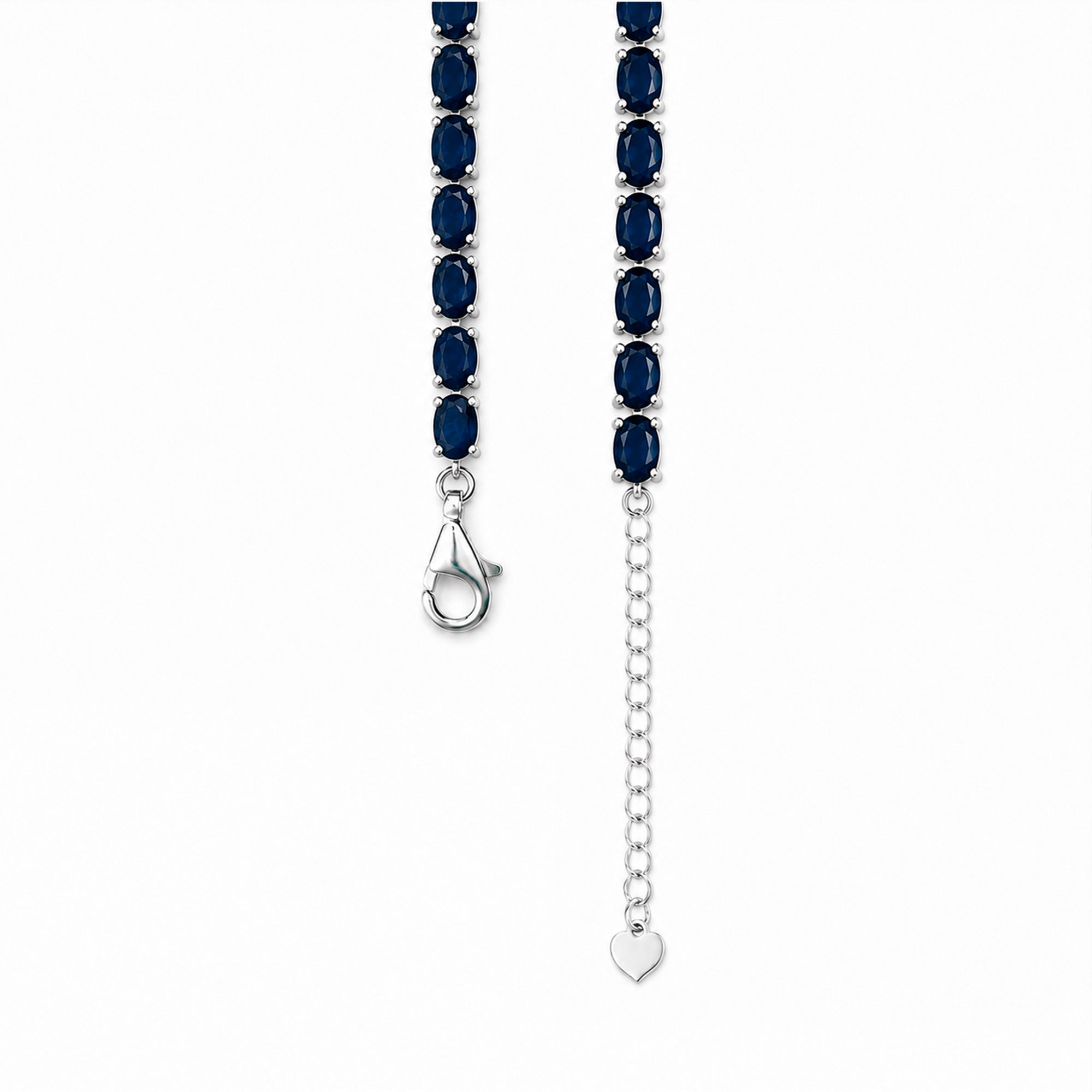 Pulsera Piedras Preciosas Jaguar con Zafiros y Circonias con Extensión, Plata .925 con Baño de Rodio