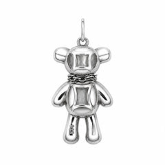 Dije Inspirado Oso 1:1 Oso Maxi con Collar de Oso de Ónix Plata .925 con Baño de Rodio