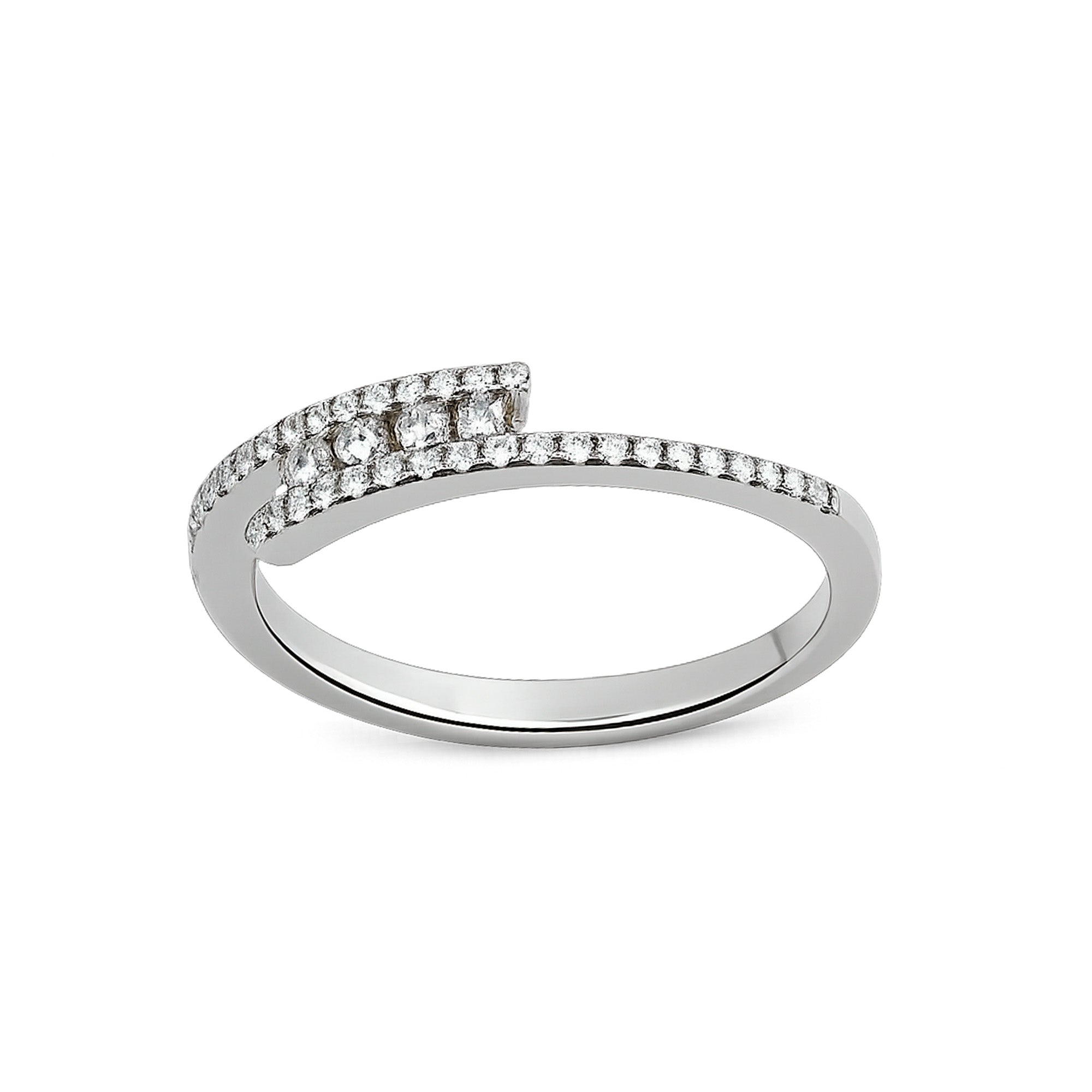 Juego Messik 1:1 Brazalete y Anillo Cruzado con Circonias Plata .925 con Baño de Rodio