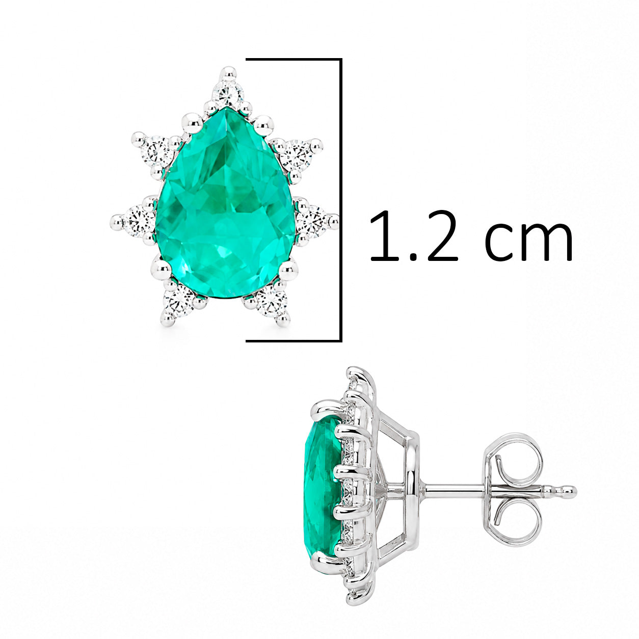 Arete Turmalina Paraiba Turquesa Gota con Circonias, Plata .925 con Baño de Rodio
