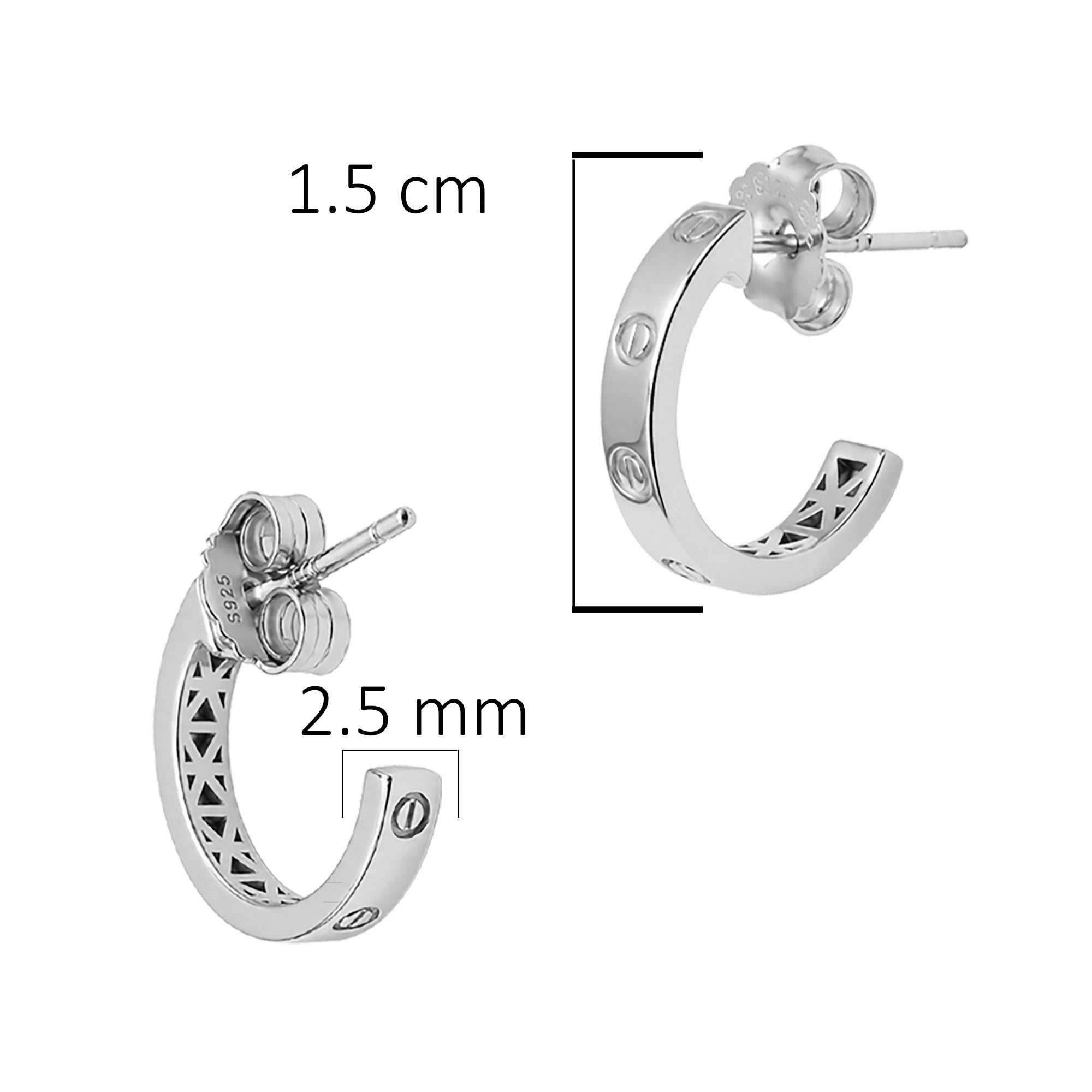 Arracada Inspirada Cartier 1:1 Amor, Plata .925 con Baño de Rodio