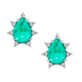 Arete Turmalina Paraiba Turquesa Gota con Circonias, Plata .925 con Baño de Rodio