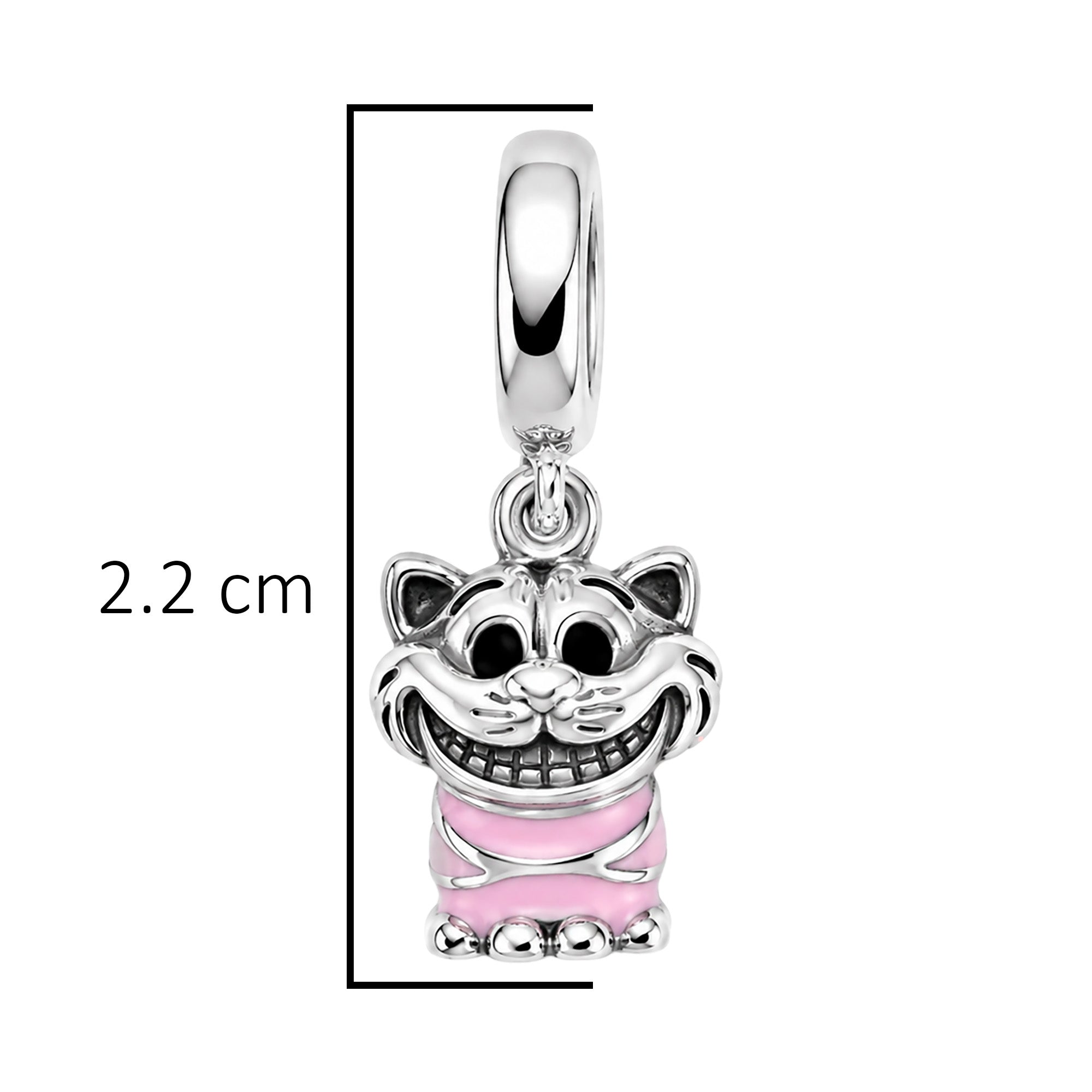 Charm Inspirado Pan 1:1 Gato de Cheshire, Plata .925