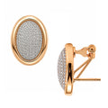 Aretes Glamour Ovalados Dorados con Circonias, Plata .925 con Baño de Oro Cobrizo 18k