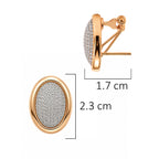 Aretes Glamour Ovalados Dorados con Circonias, Plata .925 con Baño de Oro Cobrizo 18k