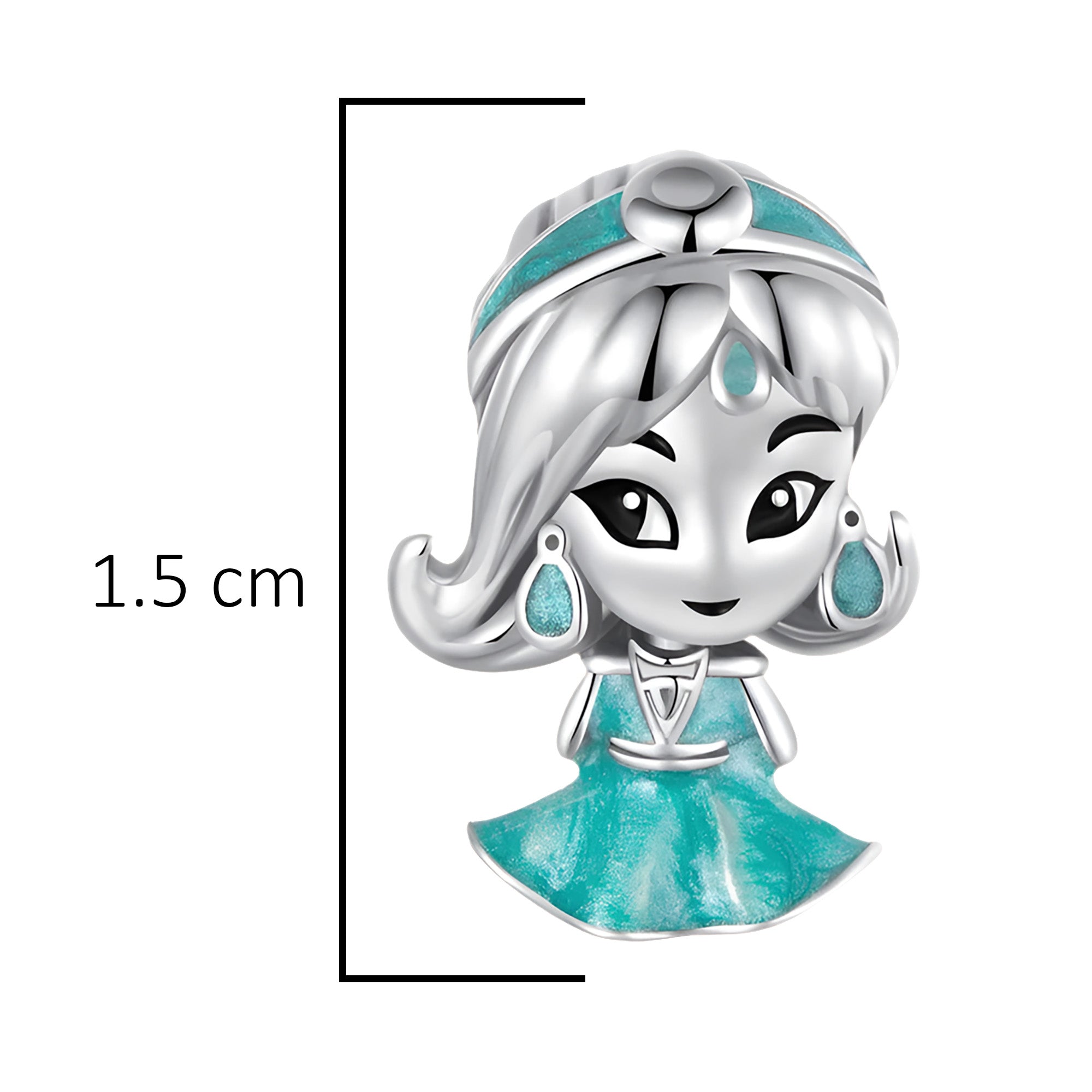 Charm Inspirado Pan 1:1 Princesa Jazmin, Plata .925