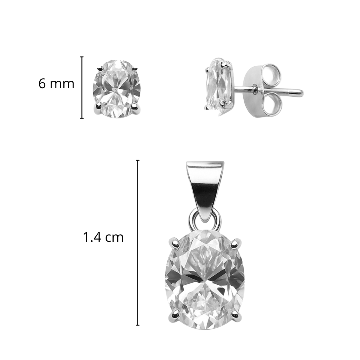 Juego Circonia Ovalada Plata .925