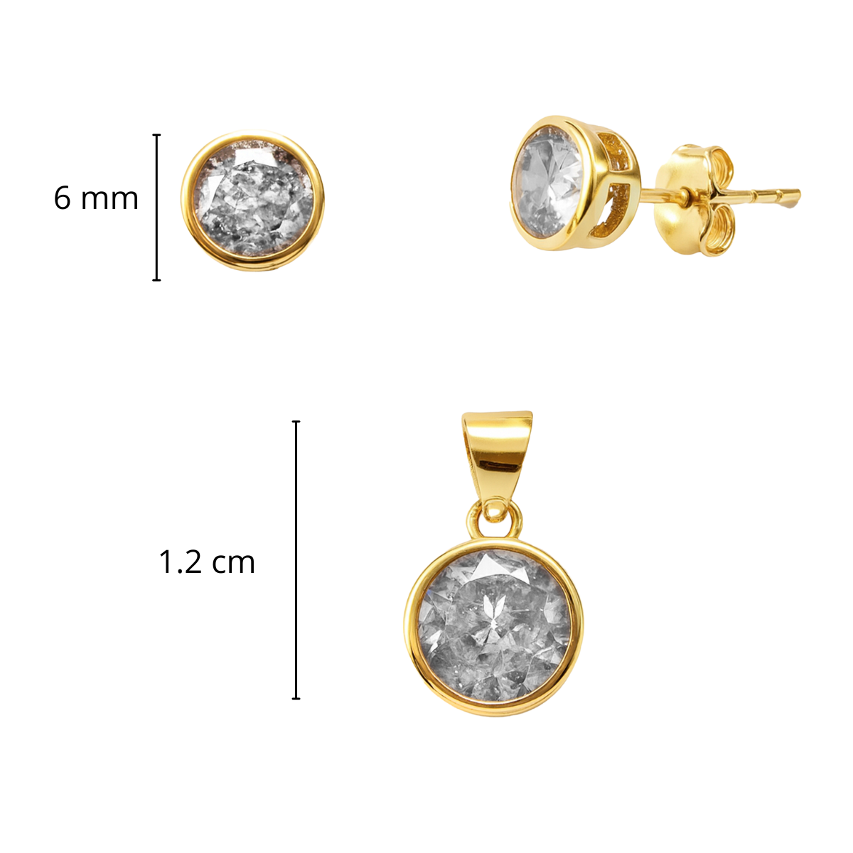 Juego Circonia Biselada Plata .925 con Baño de Oro 18k