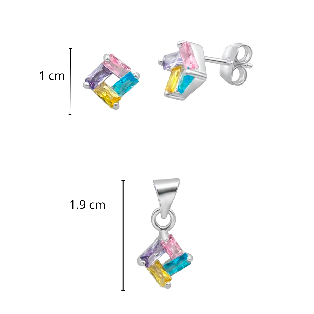 Juego Circonias Multicolor Plata .925