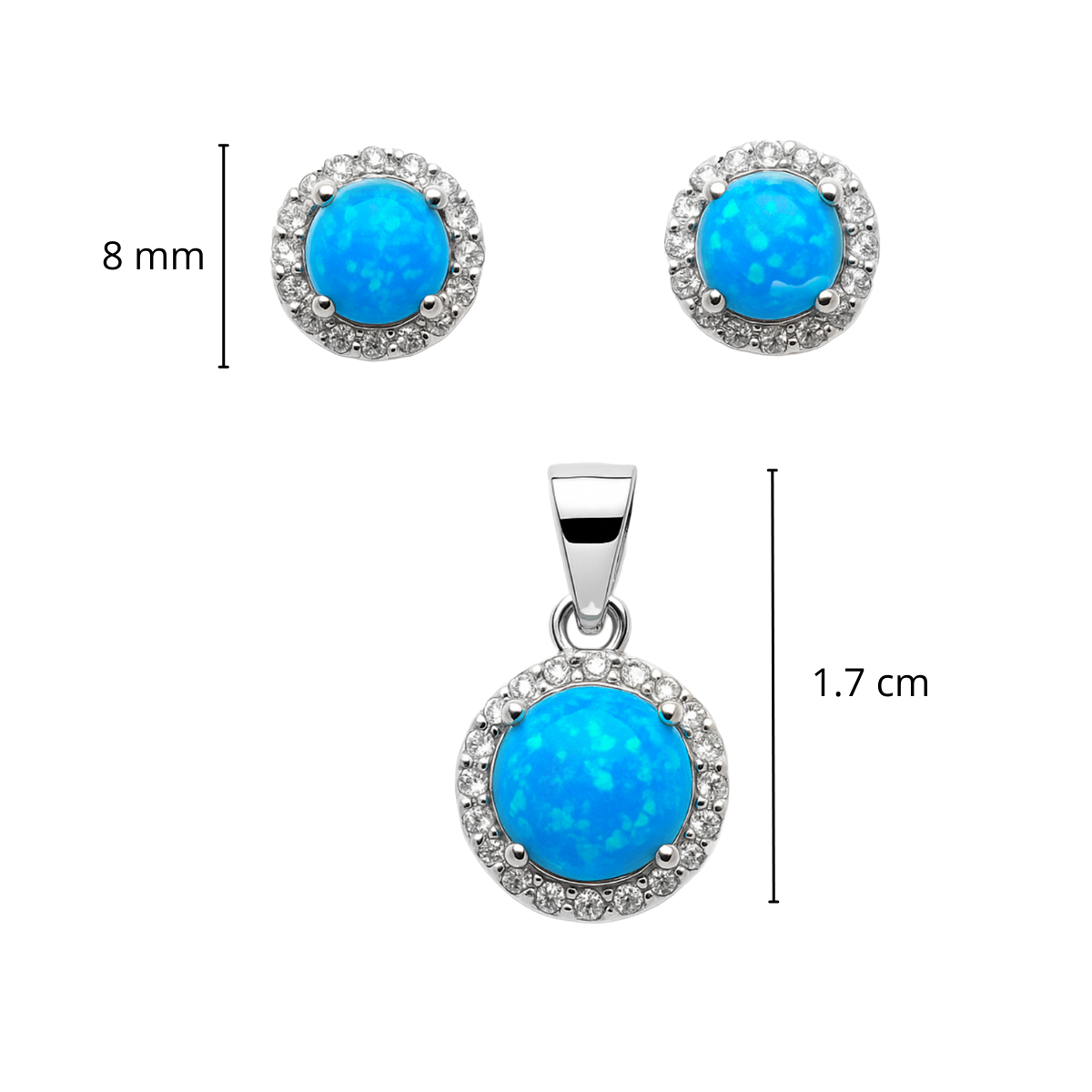 Juego Piedra Ópalo con Circonias Plata .925