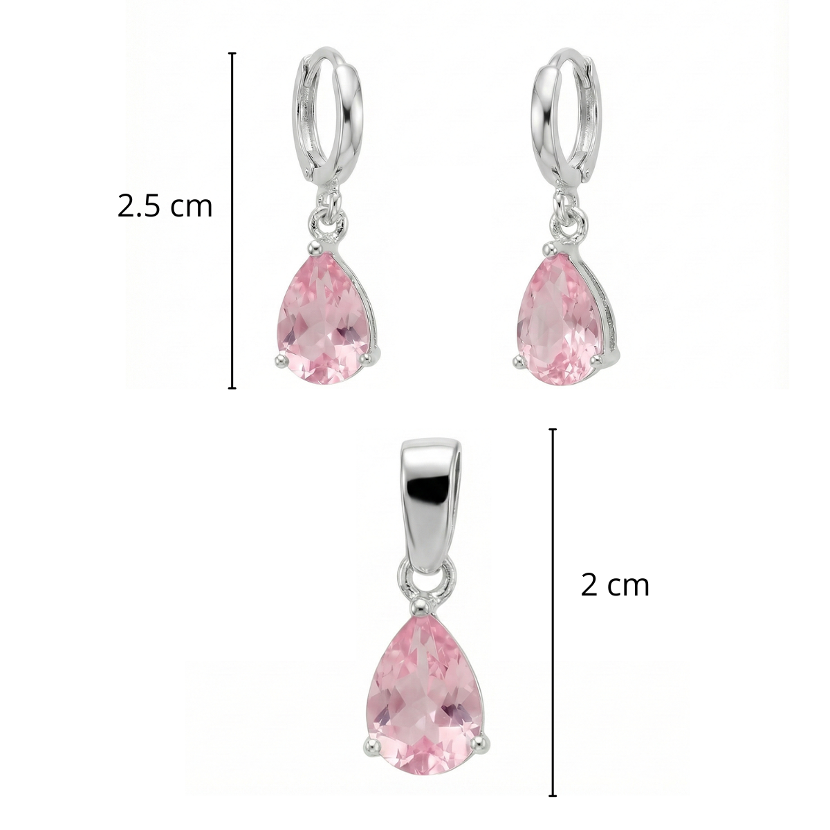 Juego Circonia Blanca en Forma de Gota Plata .925