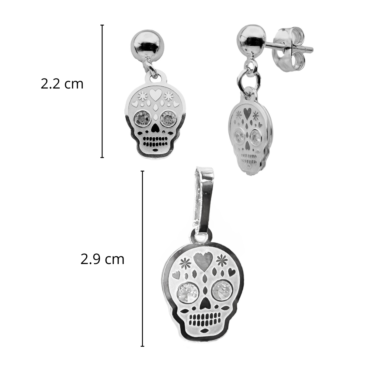 Juego Catrinas Bombeado con Circonia Plata .925