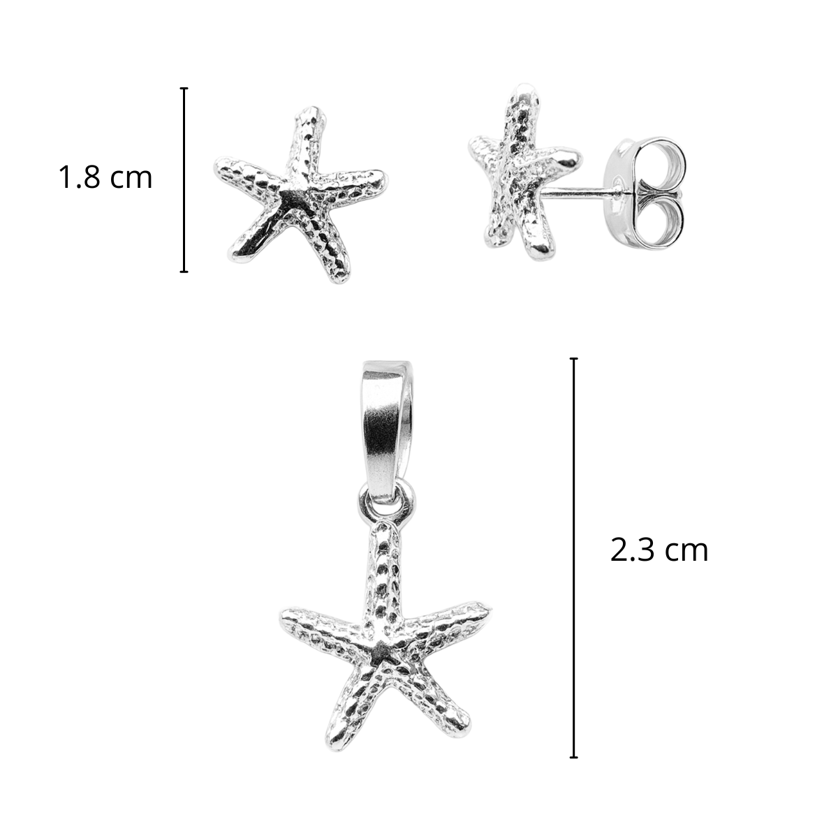 Juego Estrella de Mar Plata .925