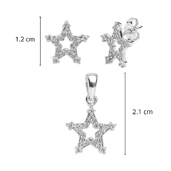 Juego Silueta de Estrella con Micro Circonias Plata .925