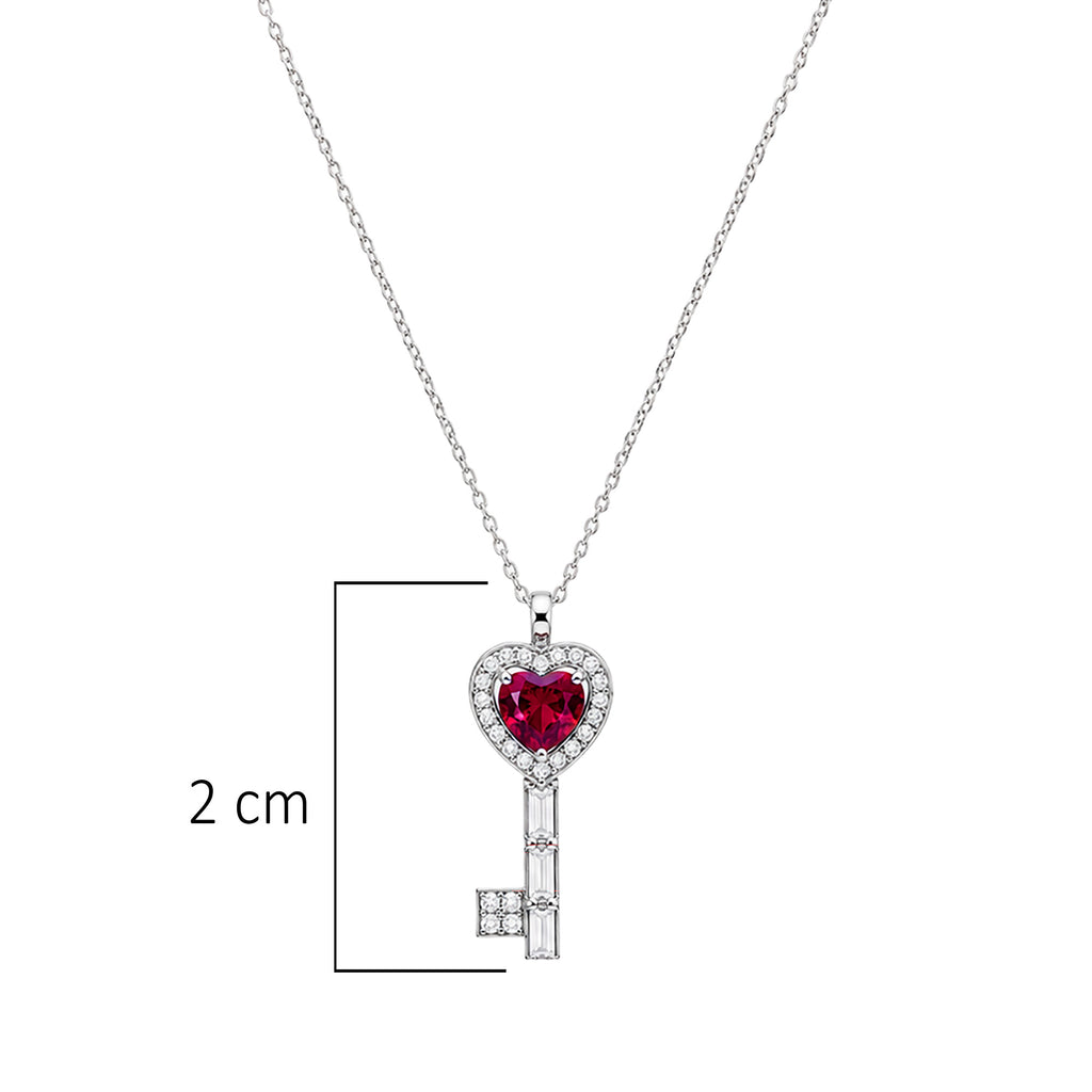 Collar Pan 1:1 Dije de Llave con Circonia Rosa y Micro Circonias Plata .925