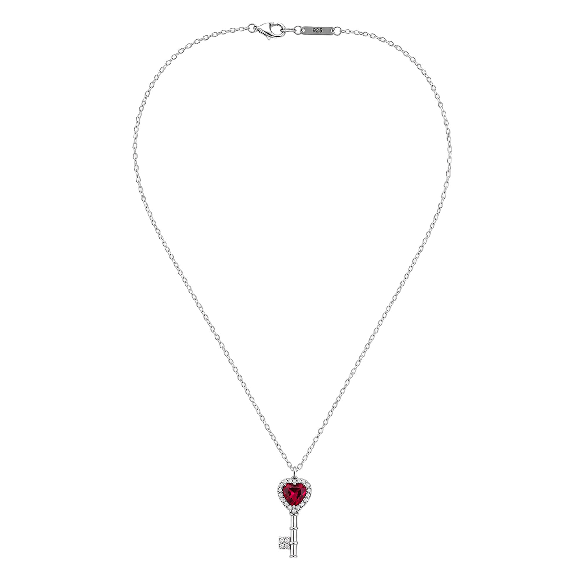 Collar Pan 1:1 Dije de Llave con Circonia Rosa y Micro Circonias Plata .925
