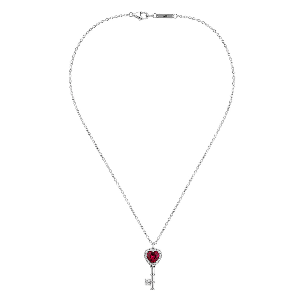 Collar Pan 1:1 Dije de Llave con Circonia Rosa y Micro Circonias Plata .925