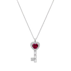 Collar Pan 1:1 Dije de Llave con Circonia Rosa y Micro Circonias Plata .925