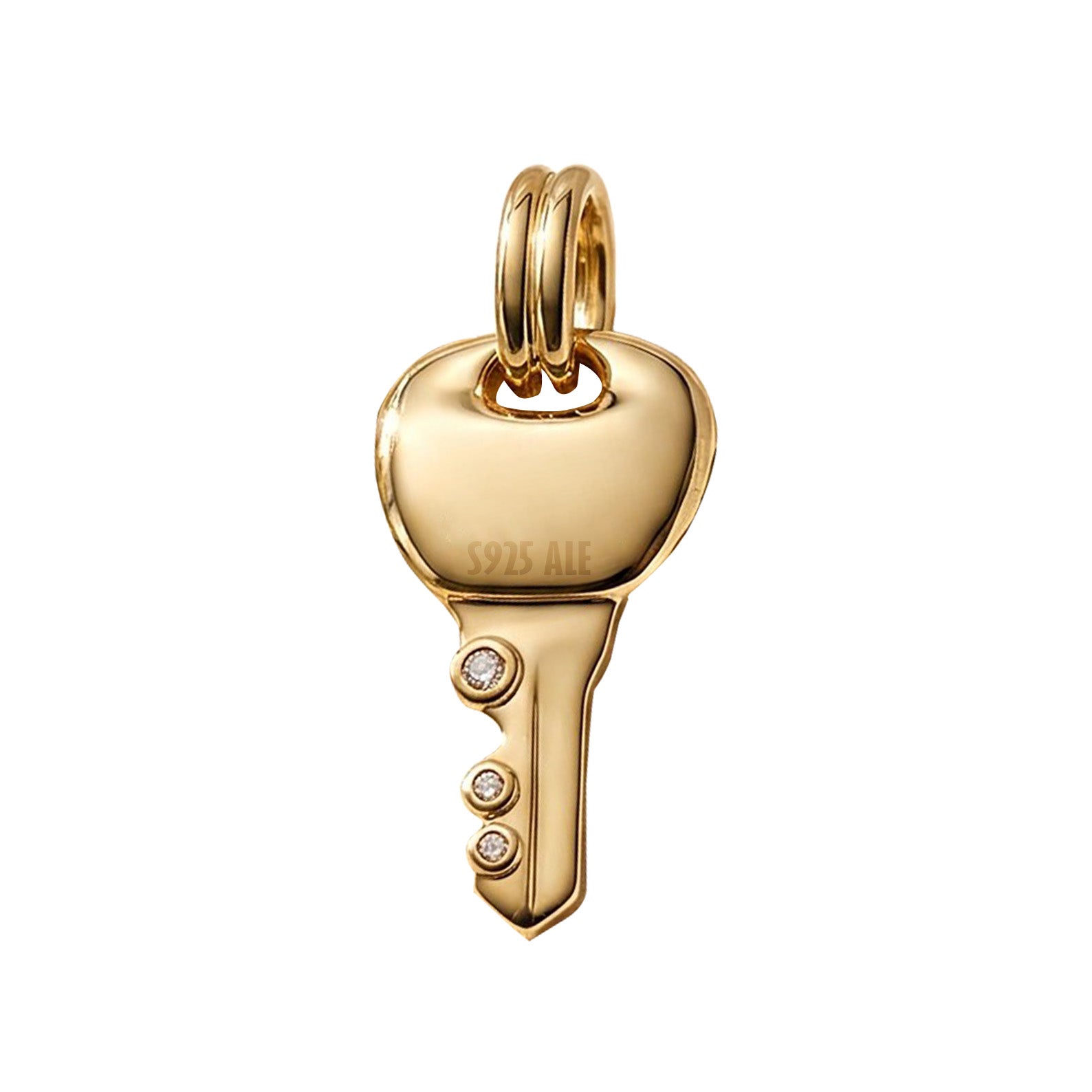 Charm Inspirado Pan 1:1 Llave Dorada con Circonias No Duplicate, Plata .925
