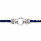 Pulsera Piedras Preciosas Jaguares Encontrados con Zafiros y Circonias con Extensión, Plata .925 con Baño de Rodio