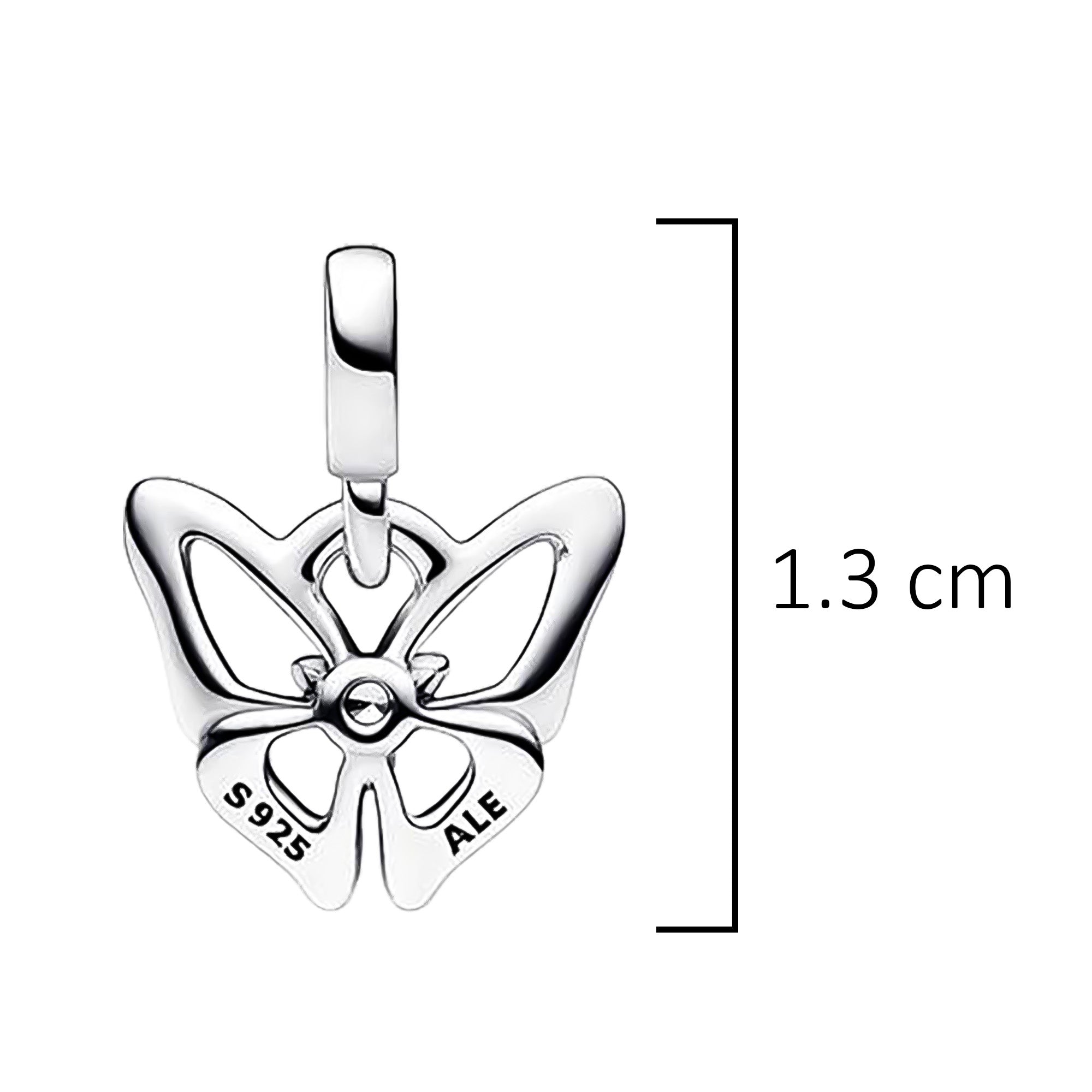 Charm Inspirado Pan 1:1 Mariposa Línea Plateada, Plata .925