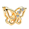 Charm Inspirado Pan 1:1 Mariposa Linea Dorada con Circonias, Plata .925