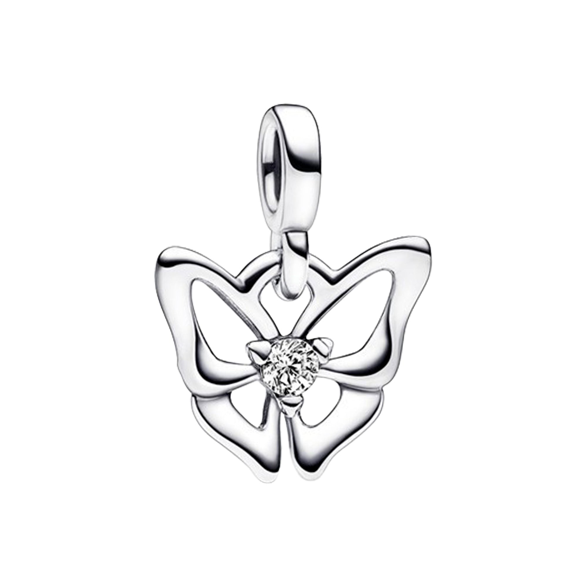Charm Inspirado Pan 1:1 Mariposa Línea Plateada, Plata .925
