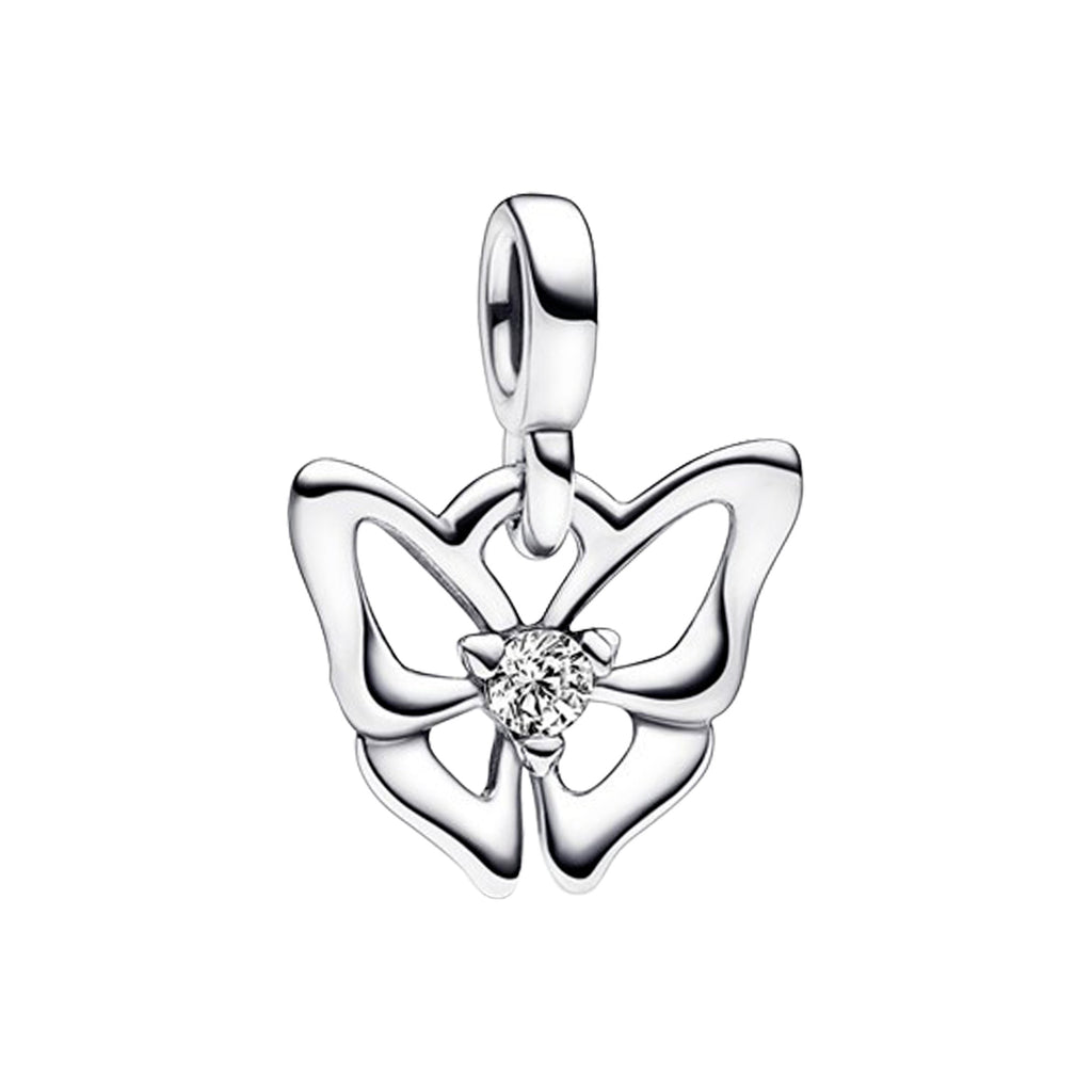 Charm Inspirado Pan 1:1 Mariposa Línea Plateada, Plata .925