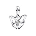 Charm Inspirado Pan 1:1 Mariposa Línea Plateada, Plata .925