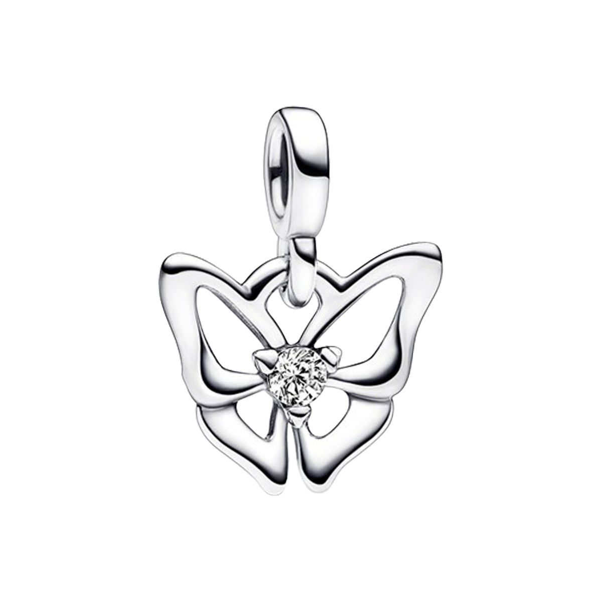 Charm Inspirado Pan 1:1 Mariposa Línea Plateada, Plata .925