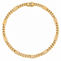 Collar Mónaco Chain Original Cubana con Placa Lisa, Broche Circonias 50 cm, 55 mm. Oro 14K