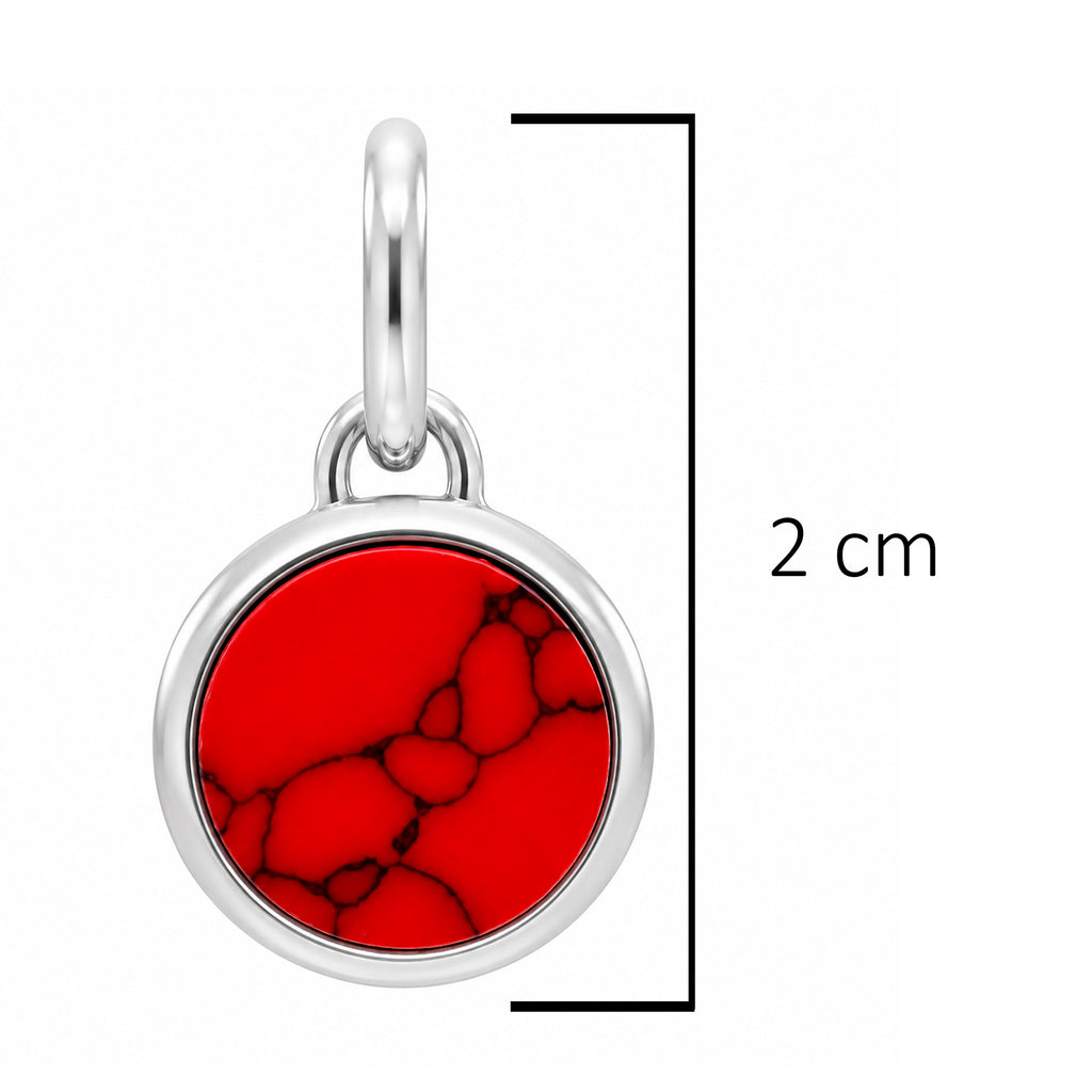 Charm Inspirado Pan 1:1 Howlita Roja para Pulsera, Plata .925