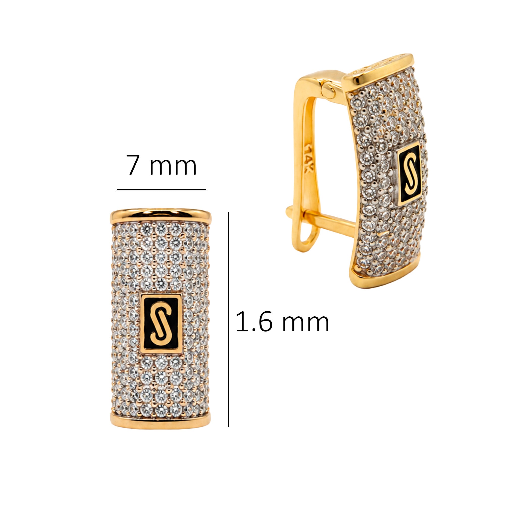 Arete Mónaco Chain Original 1.5 cm Broche Diamantado, Oro 14k