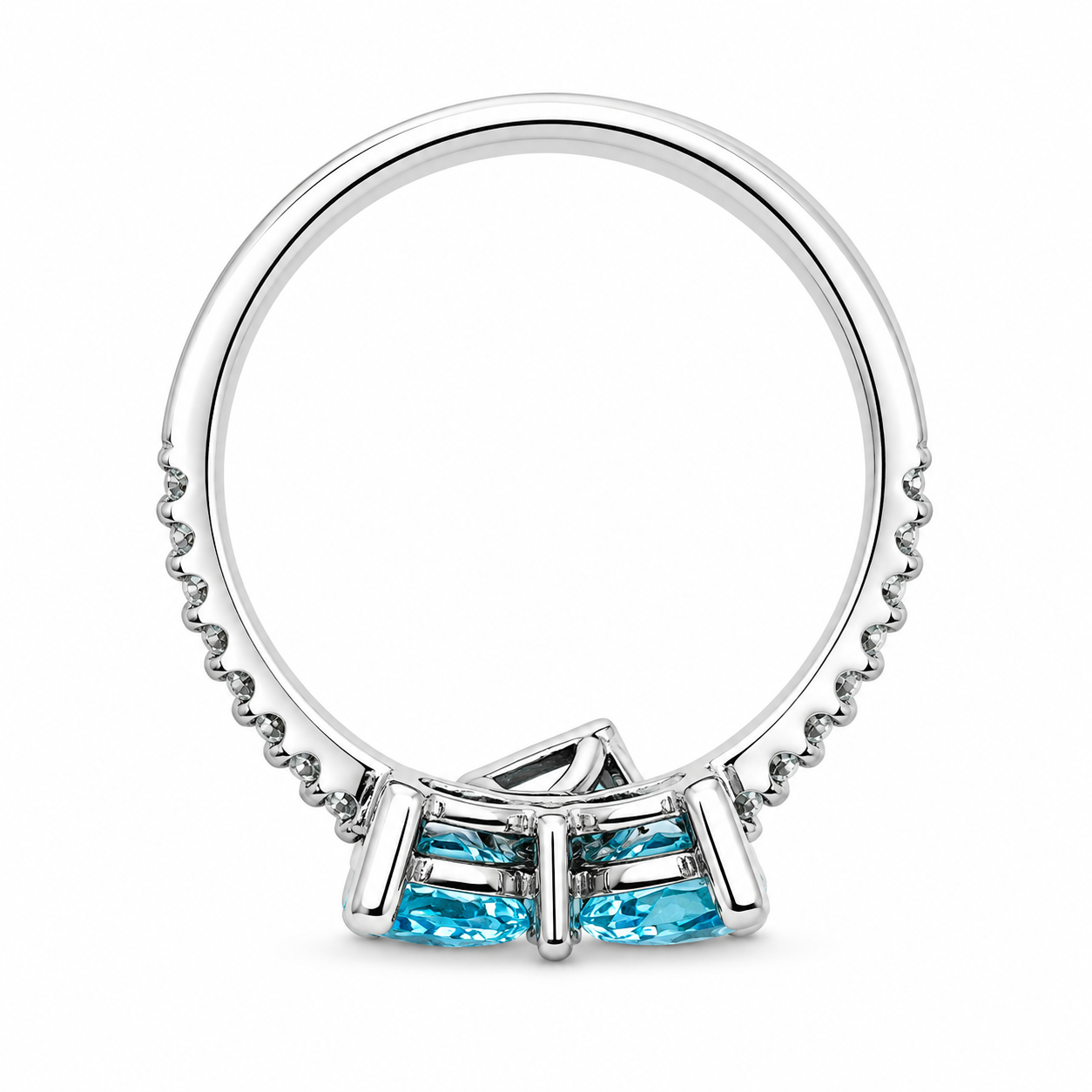 Anillo Pan 1:1 Bridgerton Moño Circonia Azul con Circonia Colgante, Plata .925