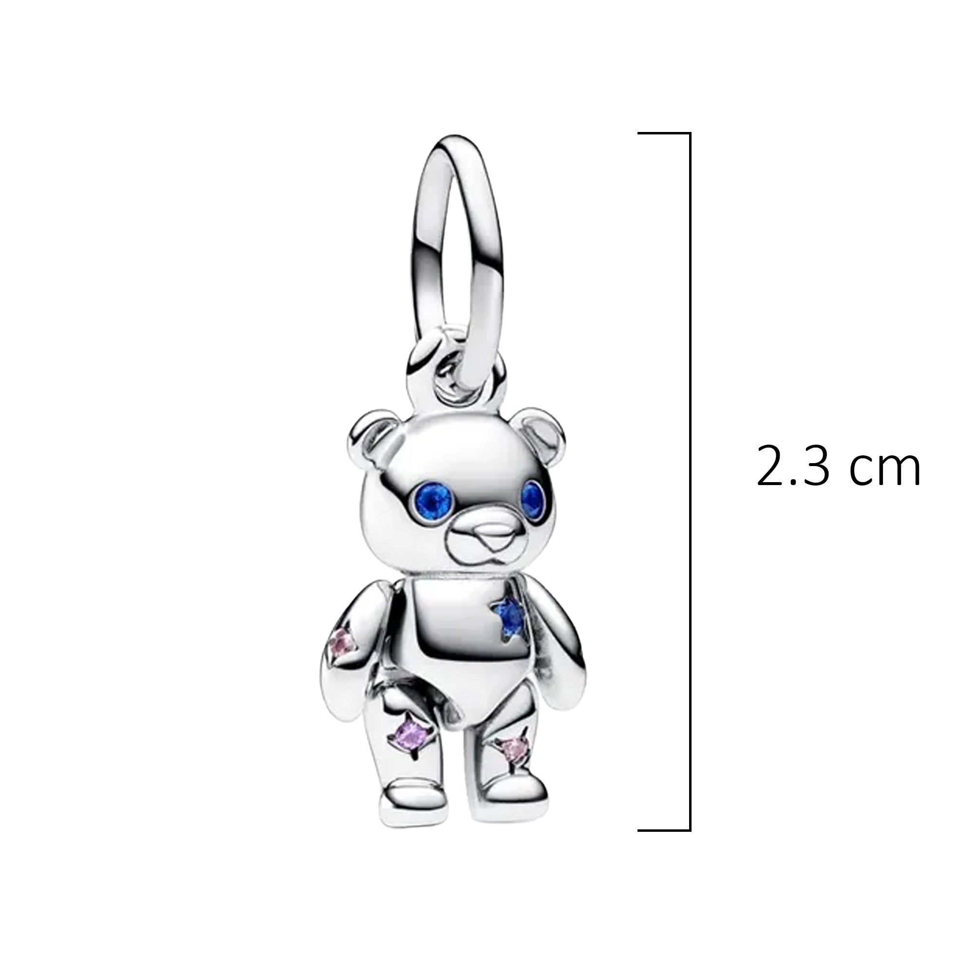 Charm Inspirado Pan 1:1 Oso de Peluche con Circonias, Plata .925