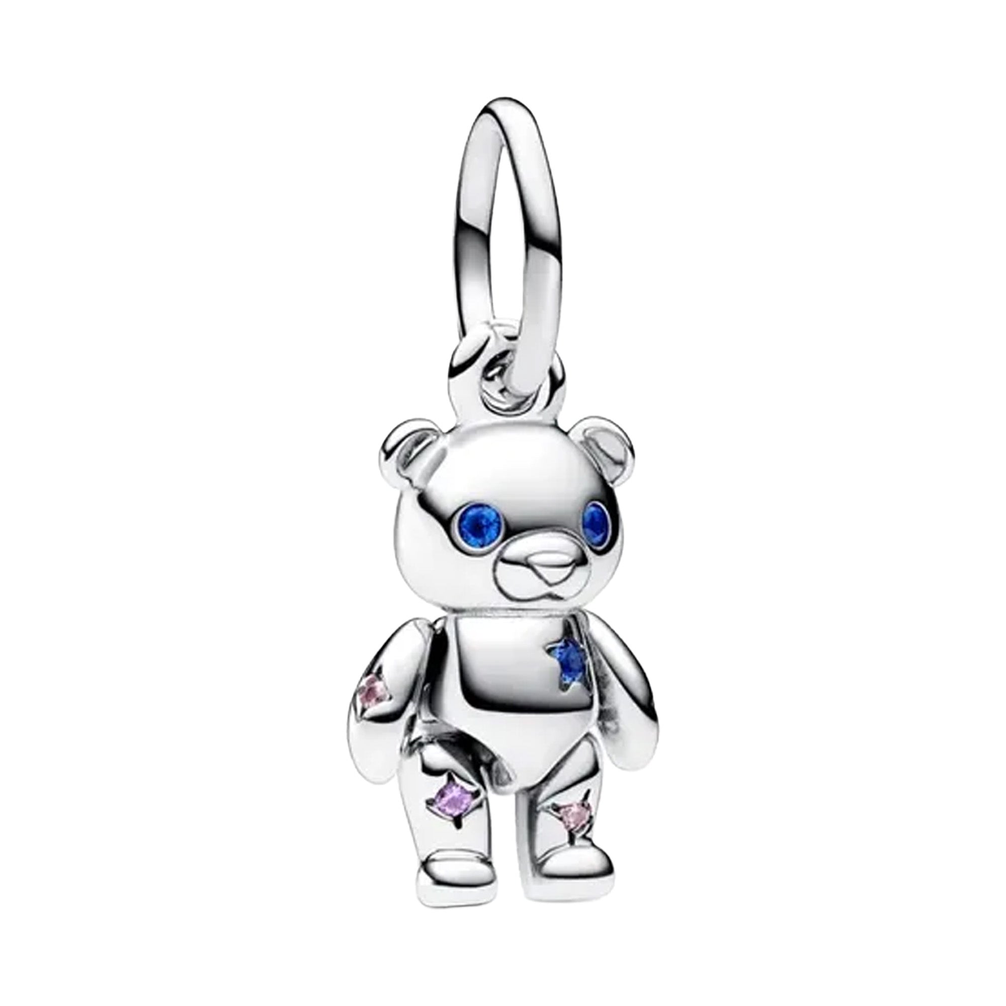 Charm Inspirado Pan 1:1 Oso de Peluche con Circonias, Plata .925