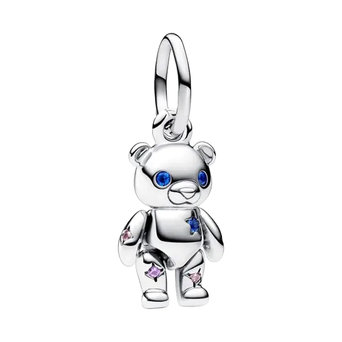 Charm Inspirado Pan 1:1 Oso de Peluche con Circonias, Plata .925