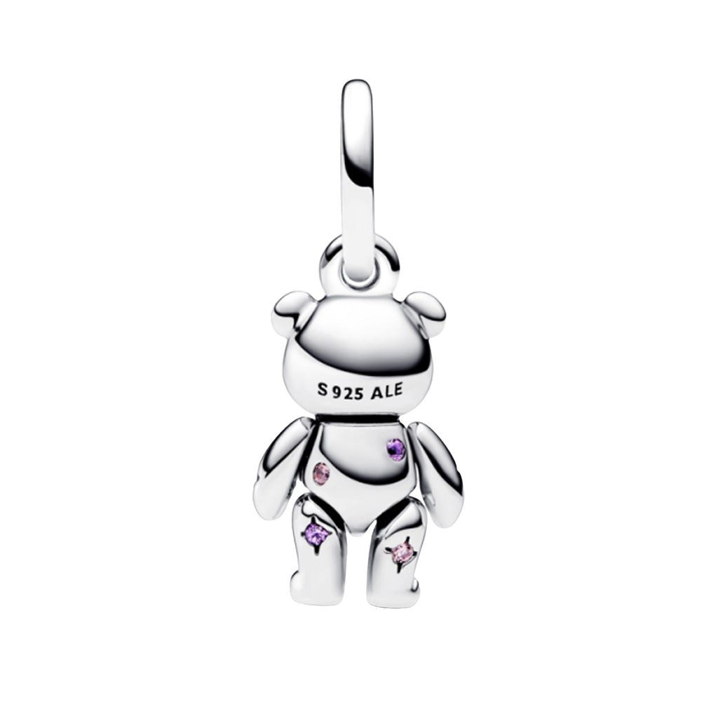 Charm Inspirado Pan 1:1 Oso de Peluche con Circonias, Plata .925