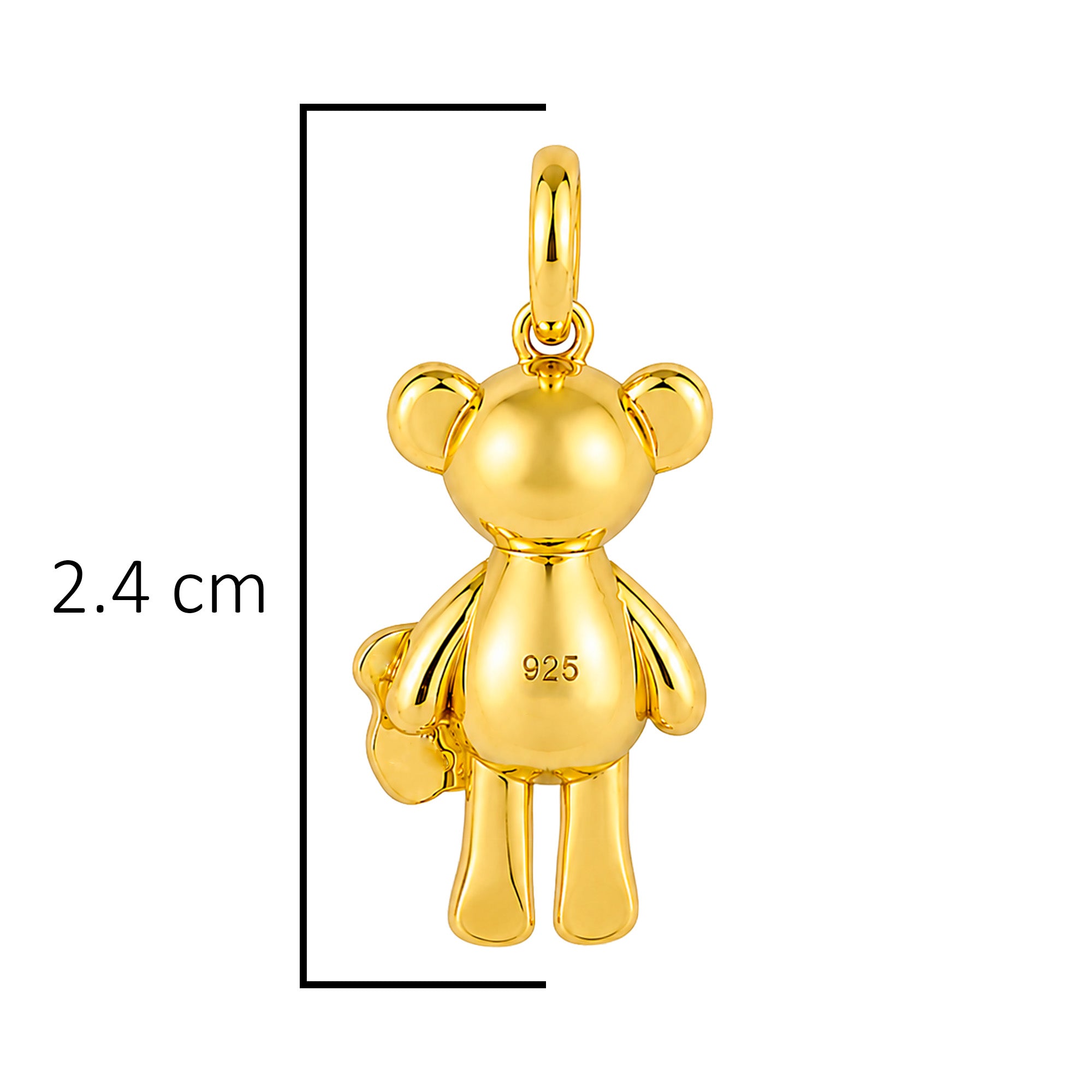 Dije Inspirado Oso 1:1 Teddy Bear Plata .925 con Baño de Oro 18 k