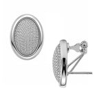 Aretes Glamour Ovalados con Circonias con Broche Francés, Plata .925 con Baño de Rodio