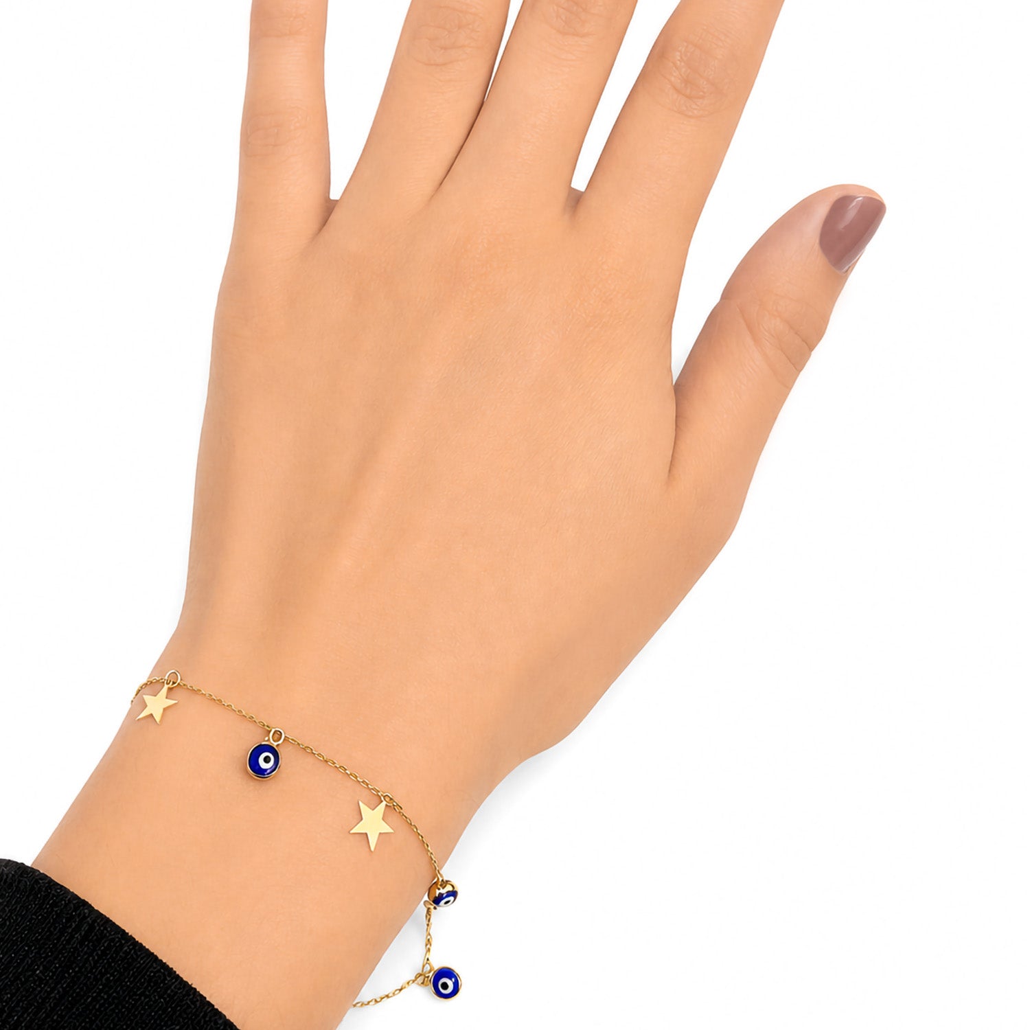 Pulsera Ojo Turco con Estrellas Oro 10K