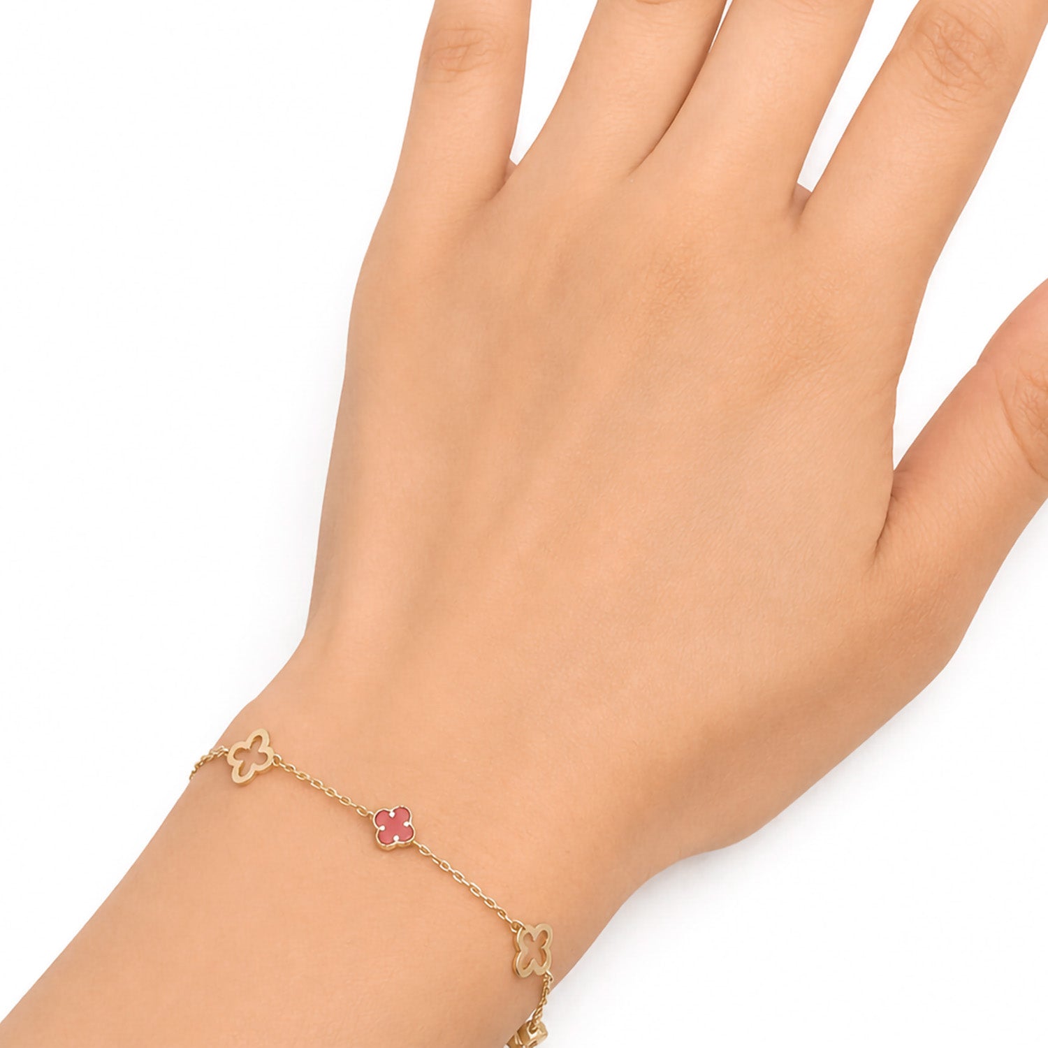 Pulsera Flor Inspirada Van C Agata Comprimida Oro 10K