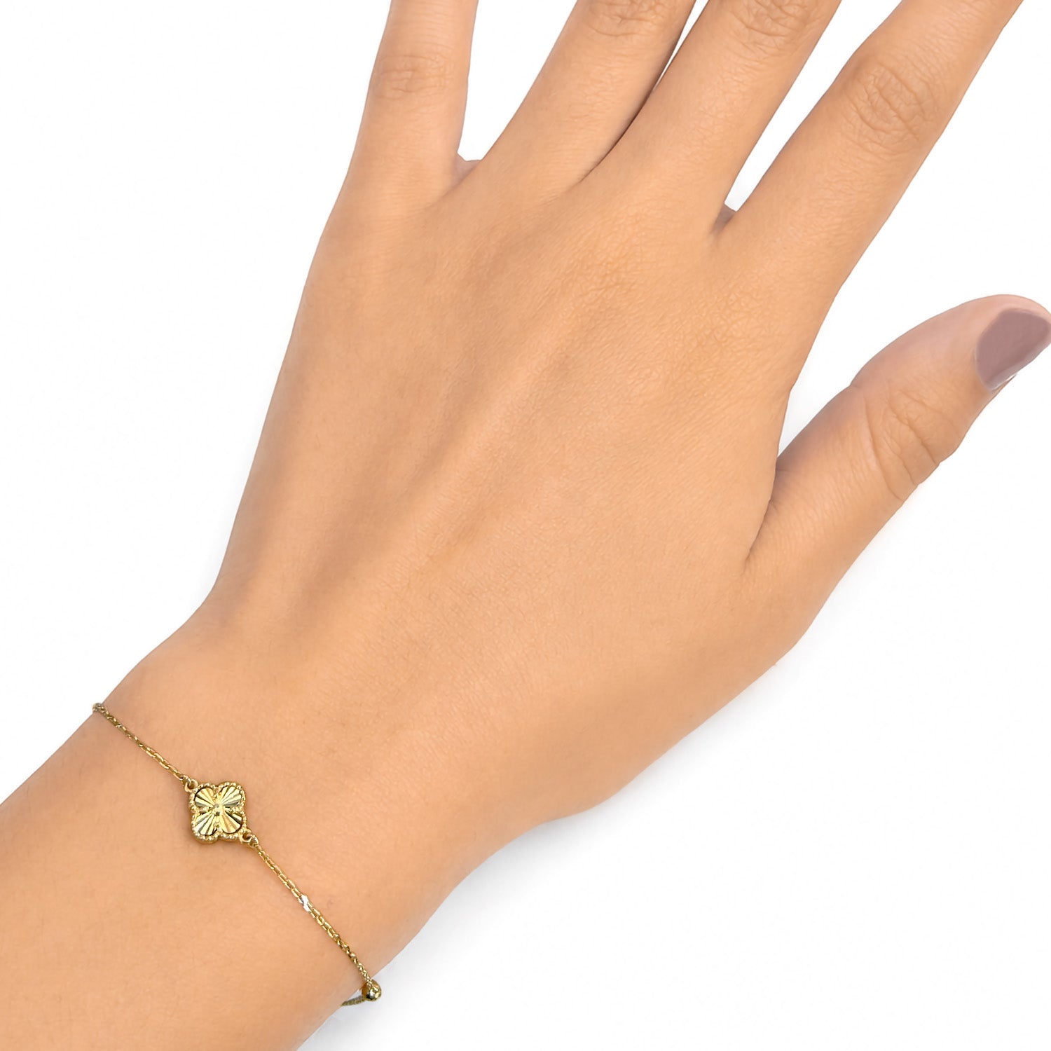 Pulsera Flor Inspirada Van C Diamantada Oro 10K
