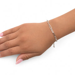 Pulsera Ajustable con Plaper Clip y Cadena Espuma Plata .925